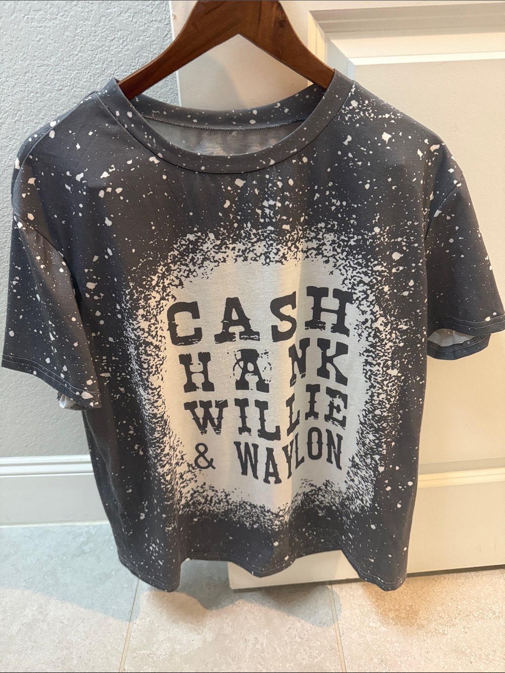 Graphic Women’s Tee in Charcoal with White Print - Emery Rose